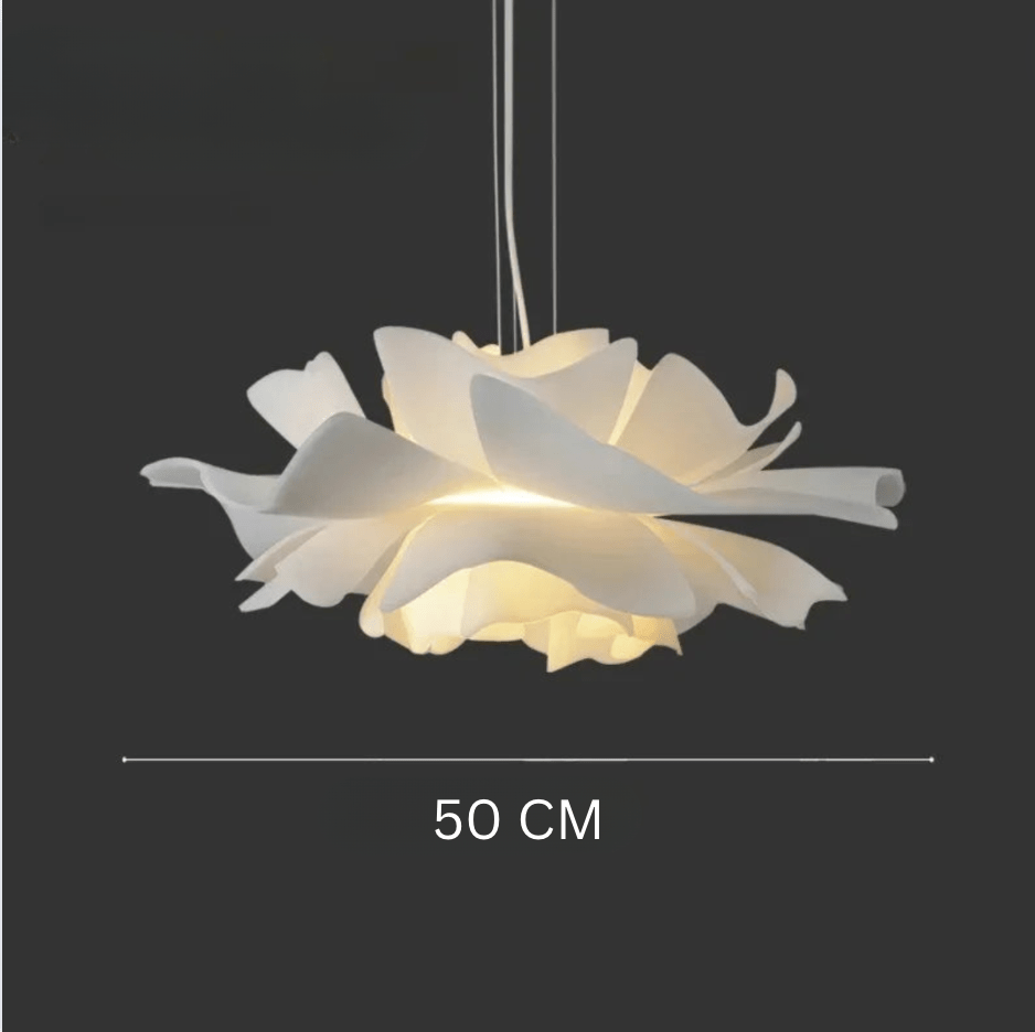 50 CM / AMPOULE TRICOLORE ( CONTRÔLE INTERRUPTEUR ) Lustre fleur blanche