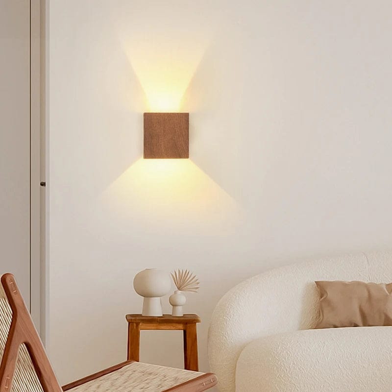 Applique murale cubique en bois naturel