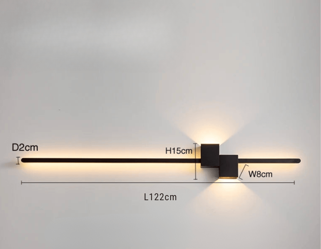 NOIR 122 CM / LUMIÈRE CHAUDE Applique murale design led interieur