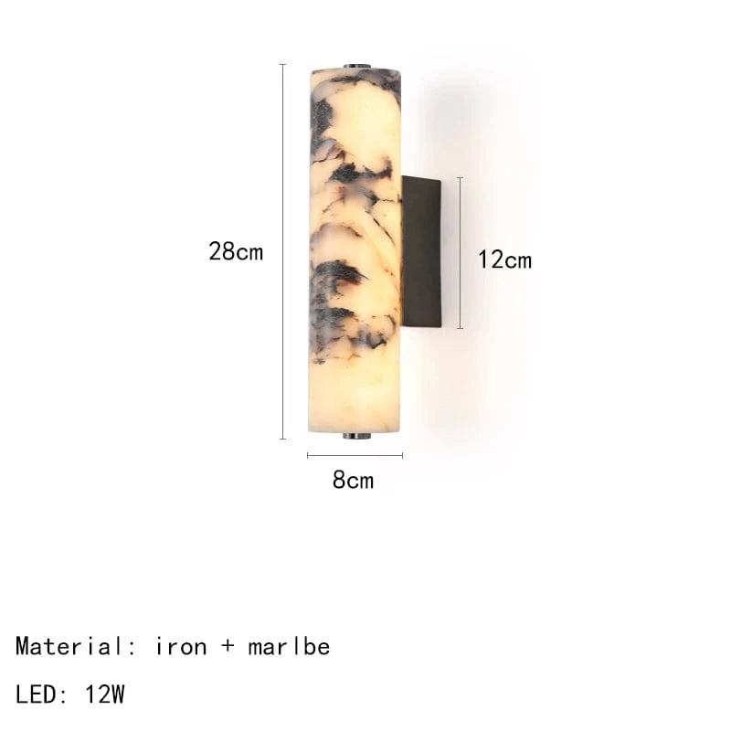 DIAMÈTRE 8 CM / LUMIÈRE CHAUDE Applique murale en marbre véritable