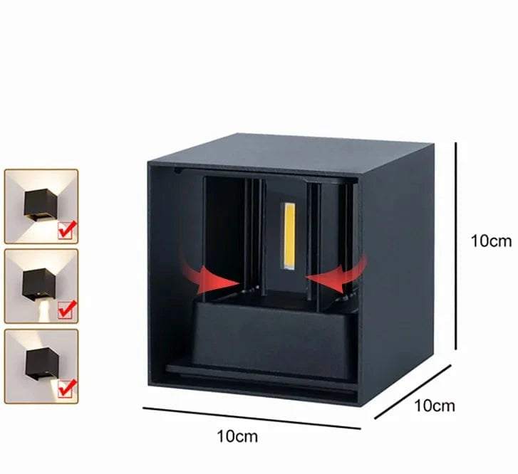 LUMIÈRE FROIDE 6000k / NOIR 12w Applique murale IP 65 minimaliste