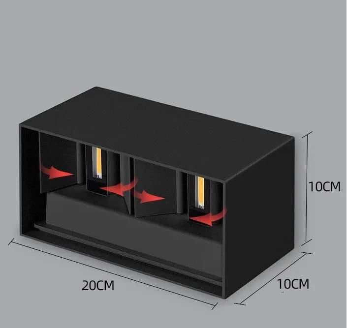 LUMIÈRE FROIDE 6000k / NOIR 24w Applique murale IP 65 minimaliste