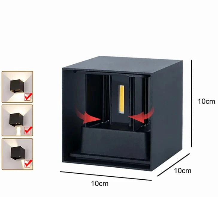 LUMIÈRE FROIDE 6000k / NOIR 6w Applique murale IP 65 minimaliste