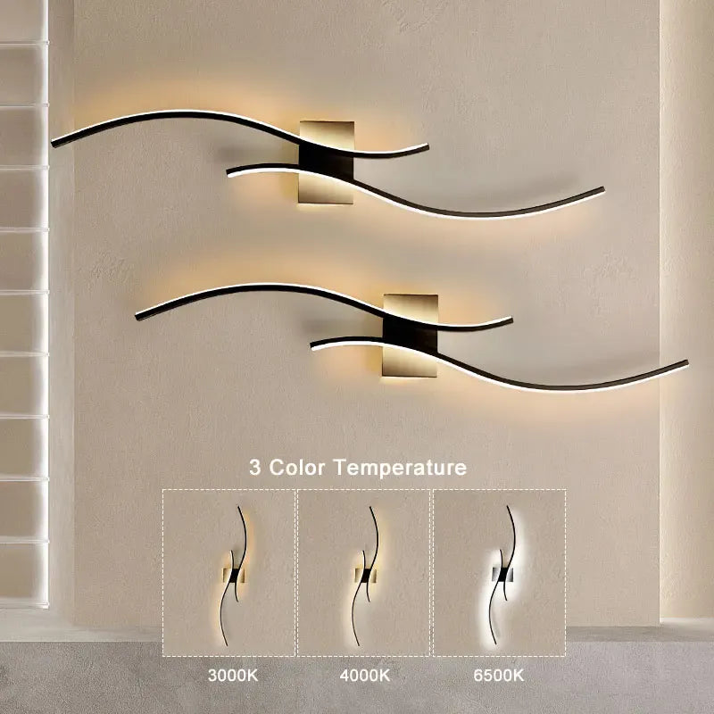 Applique murale LED design moderne ondulée