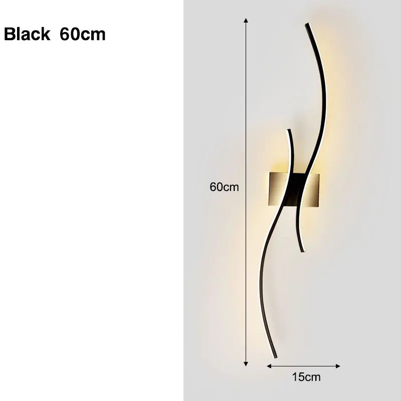 Black 60cm / Warm White Applique murale LED design moderne ondulée