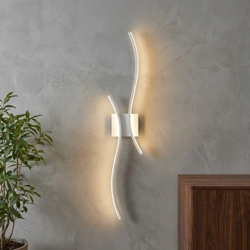 Blanc, Hauteur 80 CM, Largeur 15 CM / Blanc chaud Applique murale LED design moderne ondulée