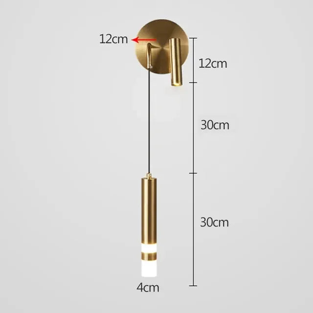 WD256-Gold / Warm White (2700-3500K) Applique murale liseuse avec pendant
