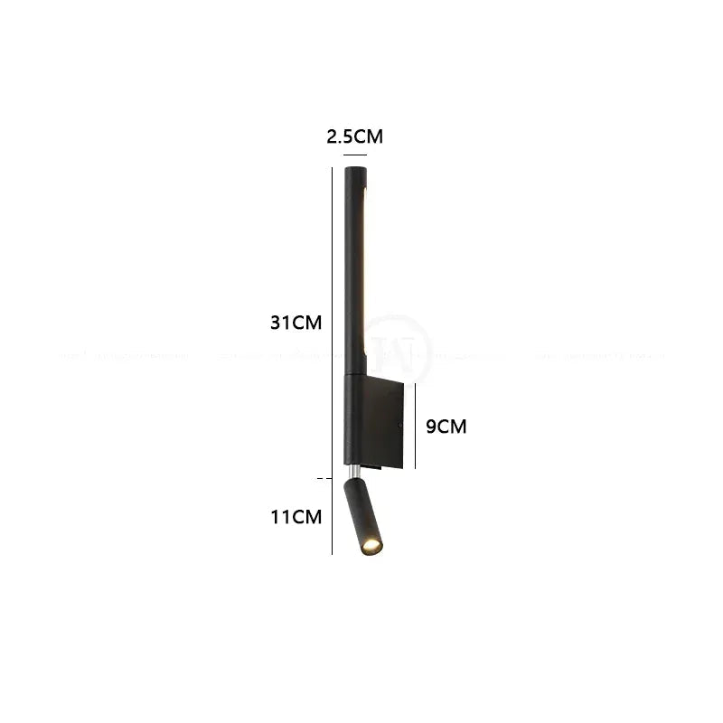 Black / warm white 3000K Applique murale liseuse éclairage bidirectionnel et orientable