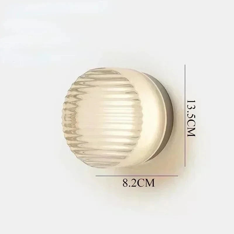 A White / LUMIÈRE CHAUDE (2700-3500K) Applique murale verre cannelé
