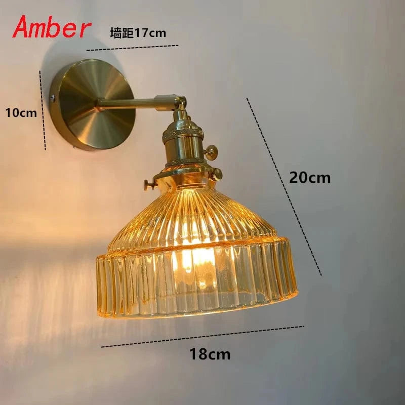 AMBRE / SANS AMPOULE Applique murale verre coloré
