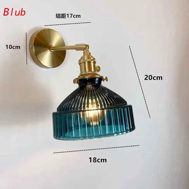 BLEU / SANS AMPOULE Applique murale verre coloré