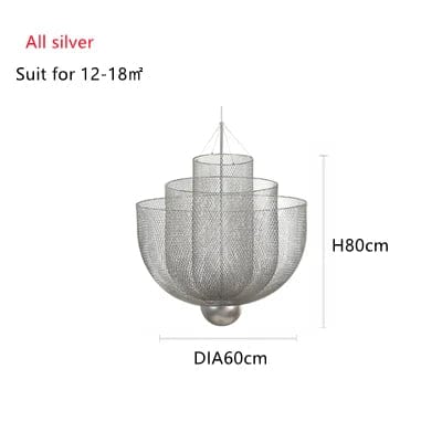 ARGENT DIAMÈTRE 60 CM / AMPOULE LUMIÈRE CHAUDE Lustre metal design