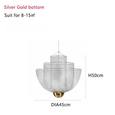 ARGENT TOUCHE DORÉ DIAMÈTRE 45 CM / AMPOULE LUMIÈRE FROIDE Lustre metal design