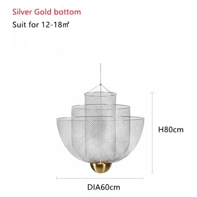 ARGENT TOUCHE DORÉ DIAMÈTRE 60 CM / AMPOULE LUMIÈRE FROIDE Lustre metal design