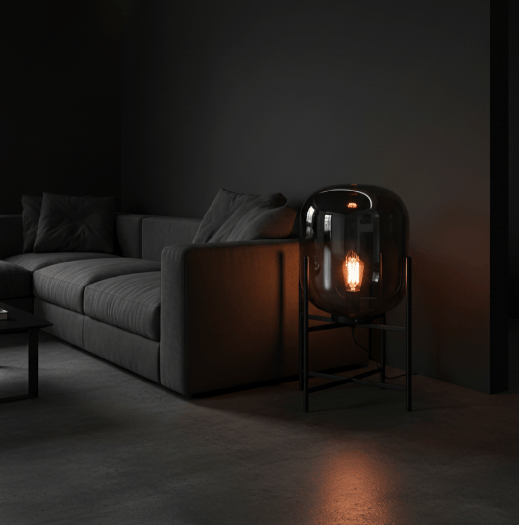 Lampe à poser verre fumé