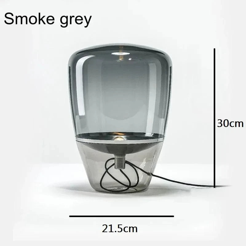 GRIS FUMÉ PETIT / NOIR Lampe en verre design