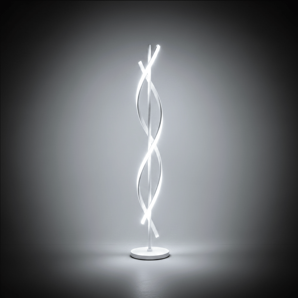 BLANC / HAUTEUR 135 CM / BASE 25 CM / TRICOLORE ( CONTRÔLE INTERUPTEUR ) Lampe led spirale