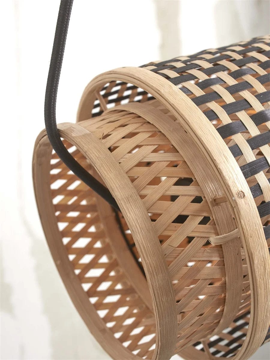 Lampe Suspendue "Bhoutan Cylindre 85cm, Bl/Nat." de Good & Mojo