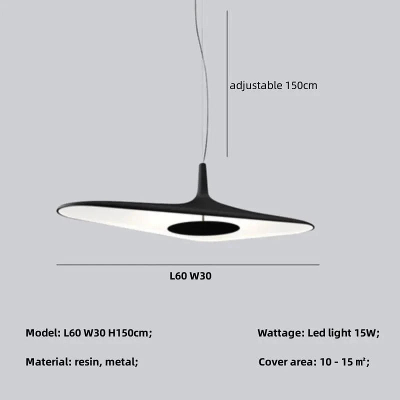 NOIR LARGEUR 60cm 15 HAUTEUR / LUMIÈRE NEUTRE 4200K Luminaire suspension art déco