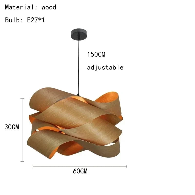 No Bulb / D60cm-Dark wood Lustre bois créateur designer