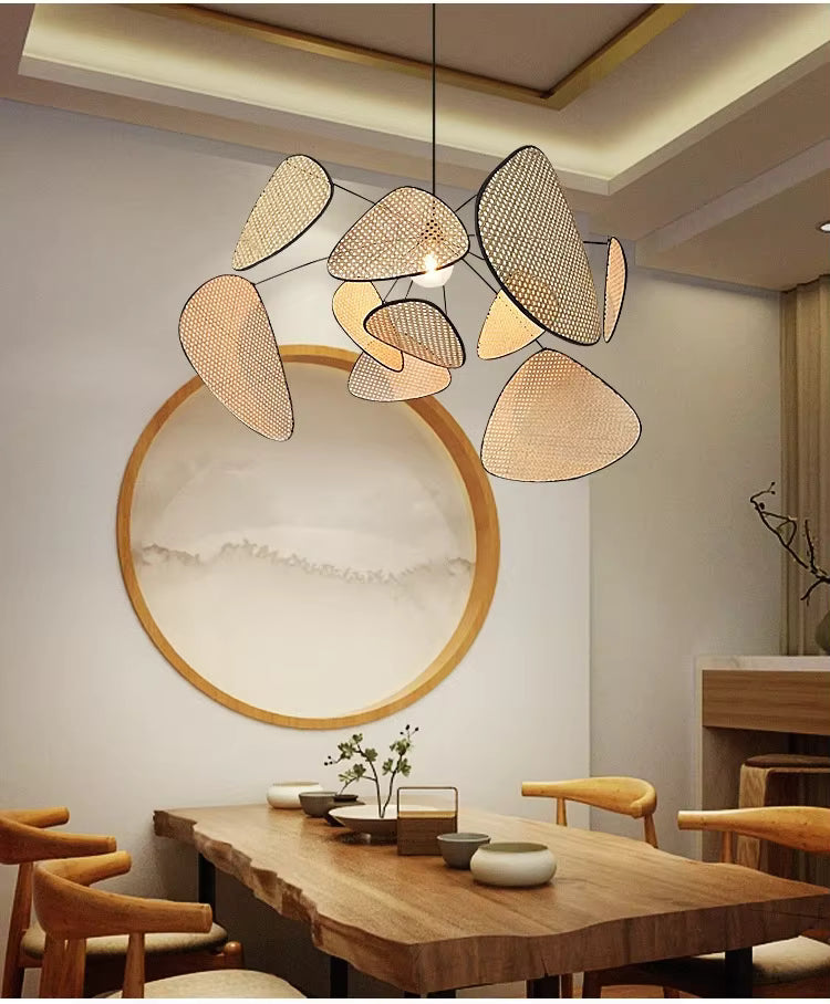 Lustre cannage en rotin