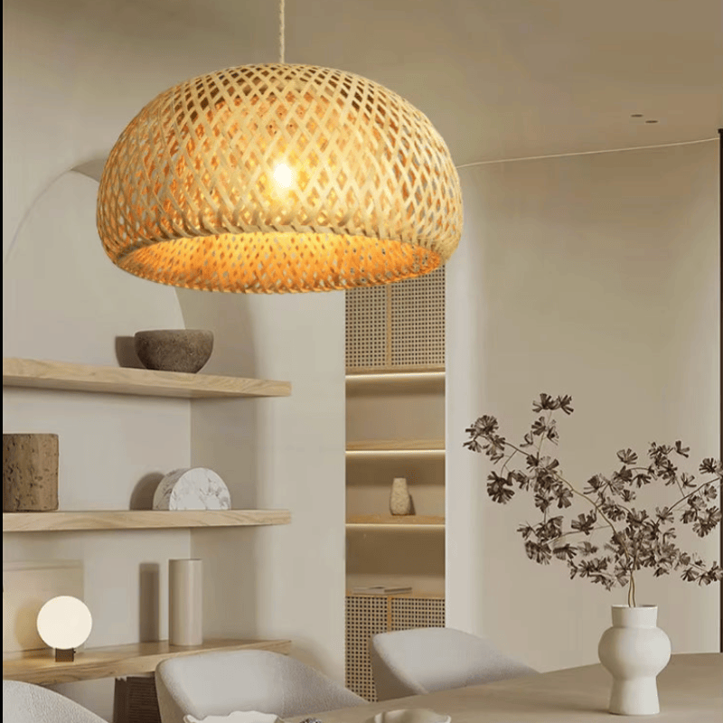 Lustre en rotin naturel