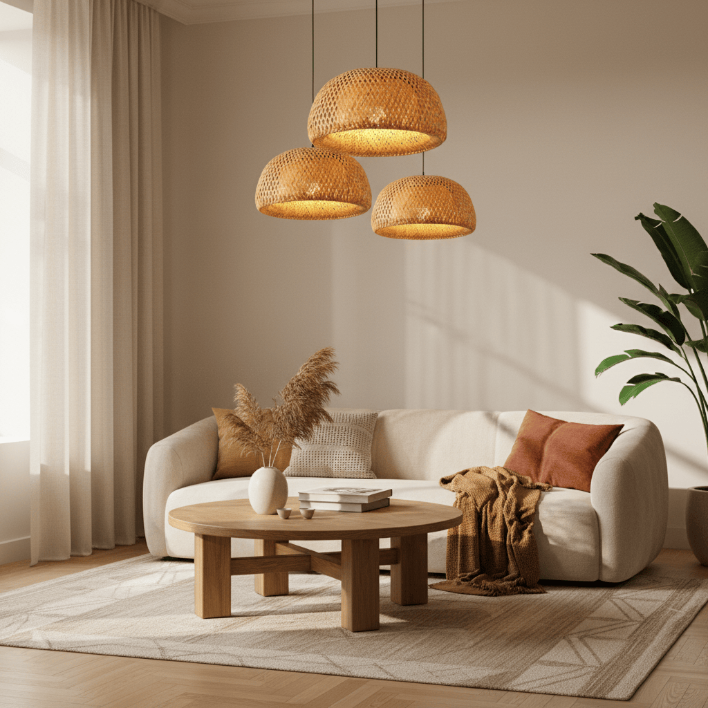 Lustre en rotin naturel