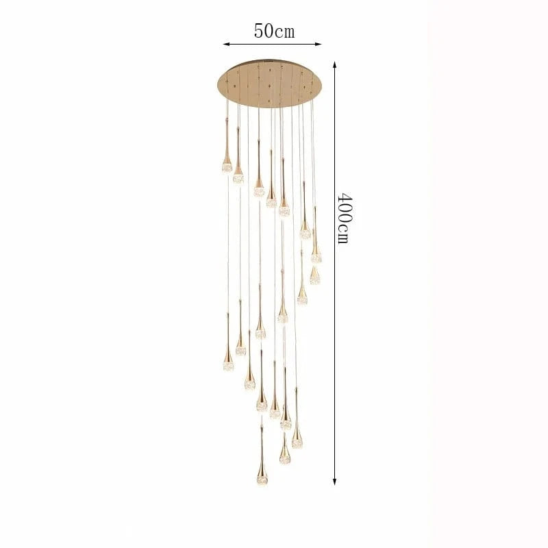 20 TÊTES / CONTRÔLE TÉLÉCOMANDE GRADATION ( CHAUD FROID NEUTRE ) Lustre goutte d'eau cristal