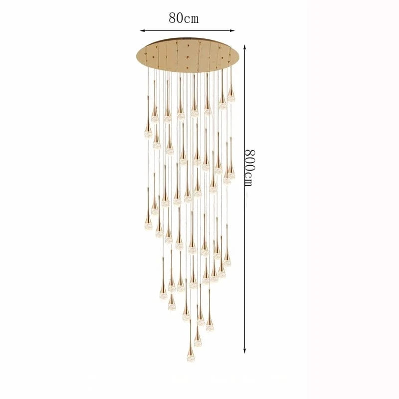 40 TÊTES / CONTRÔLE TÉLÉCOMANDE GRADATION ( CHAUD FROID NEUTRE ) Lustre goutte d'eau cristal