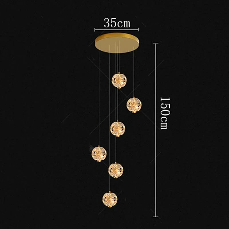 6 head / RC remote dimming Lustre plafond haut étoiles de cristal