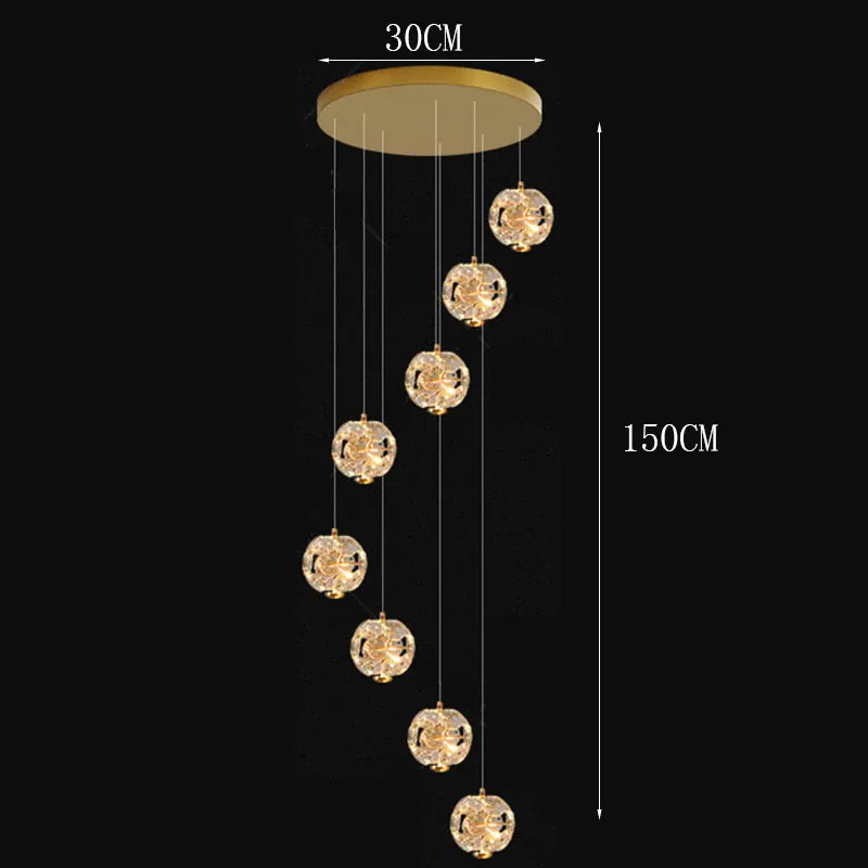 8 TÊTES / LUMIÈRE FROIDE Lustre plafond haut étoiles de cristal