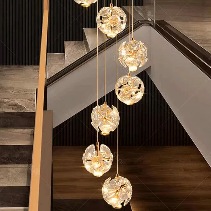 Lustre plafond haut étoiles de cristal