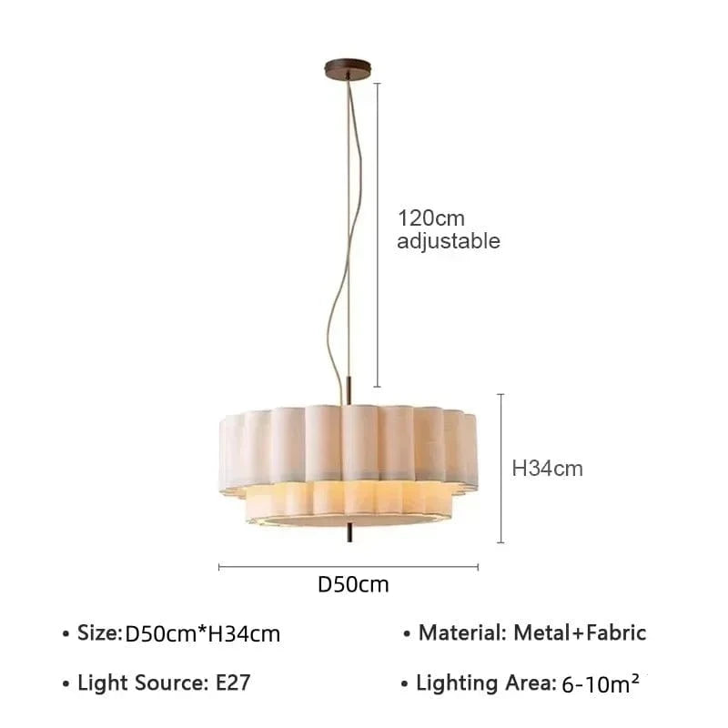 50 CM / LUMIÈRE CHAUDE Lustre tissu avec abat-jour