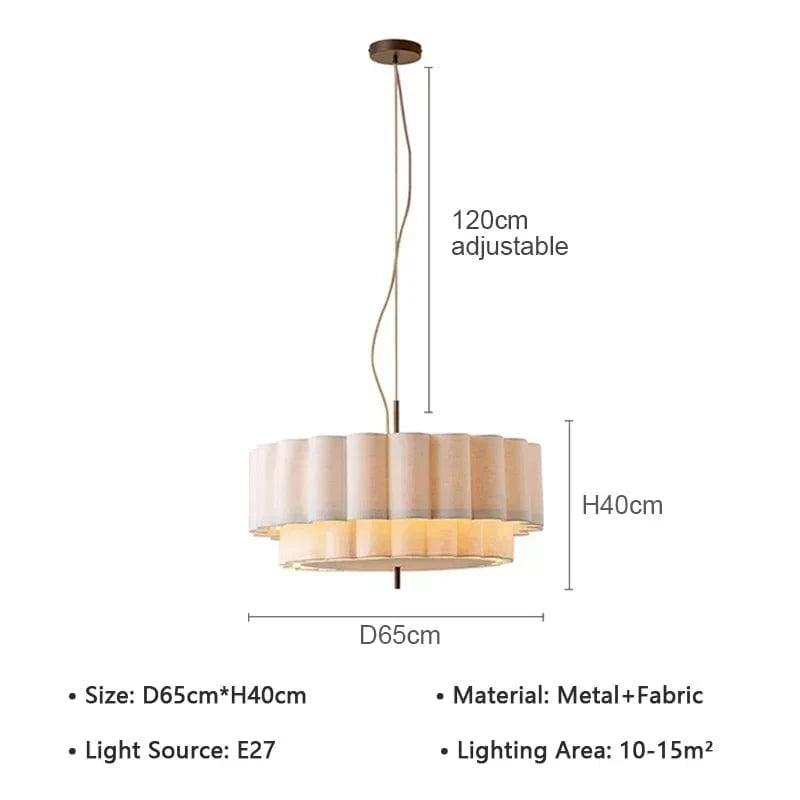 65 CM / LUMIÈRE CHAUDE Lustre tissu avec abat-jour