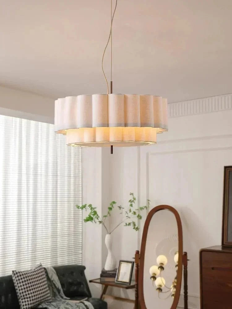 Lustre tissu avec abat-jour