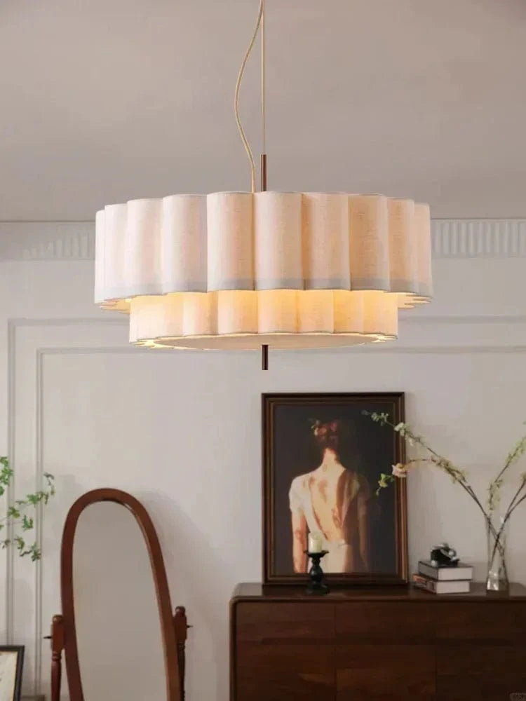 Lustre tissu avec abat-jour
