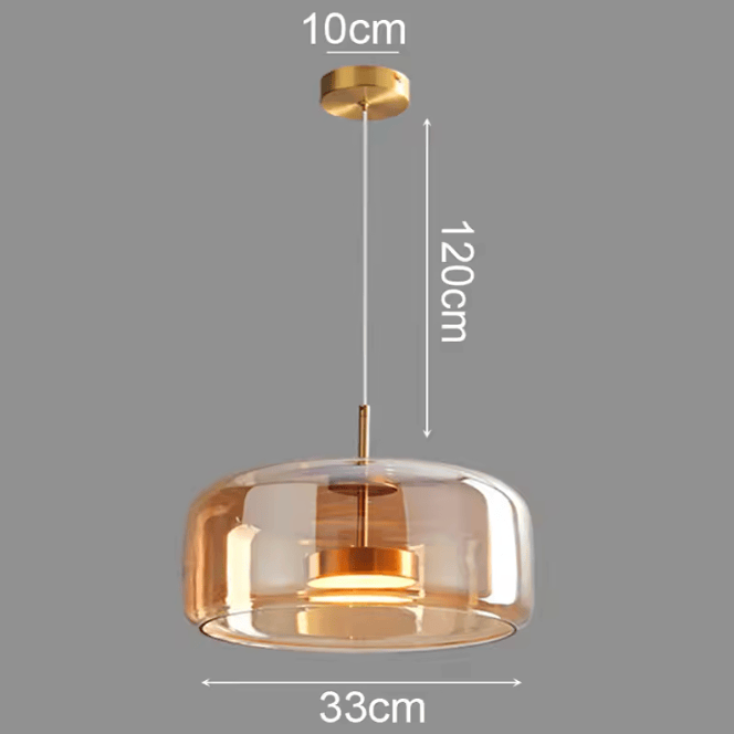MODÈLE C DIAMÈTRE 33 CM / AMBRÉ / LUMIÈRE BLANCHE Lustres design en verre