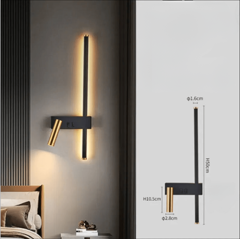 MODÈLE 1 DROITE / LUMIÈRE CHAUDE (2700-3500K) / NOIR Liseuse applique murale