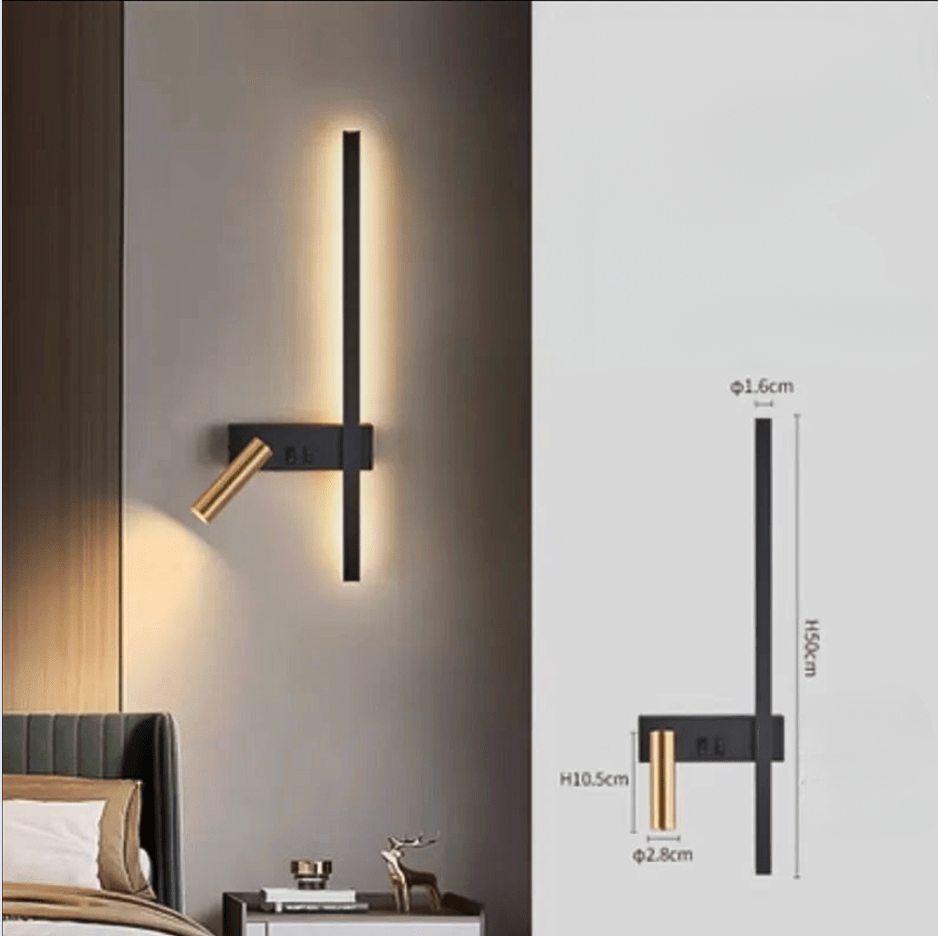 MODÈLE 2 DROITE / LUMIÈRE CHAUDE (2700-3500K) / NOIR Liseuse applique murale