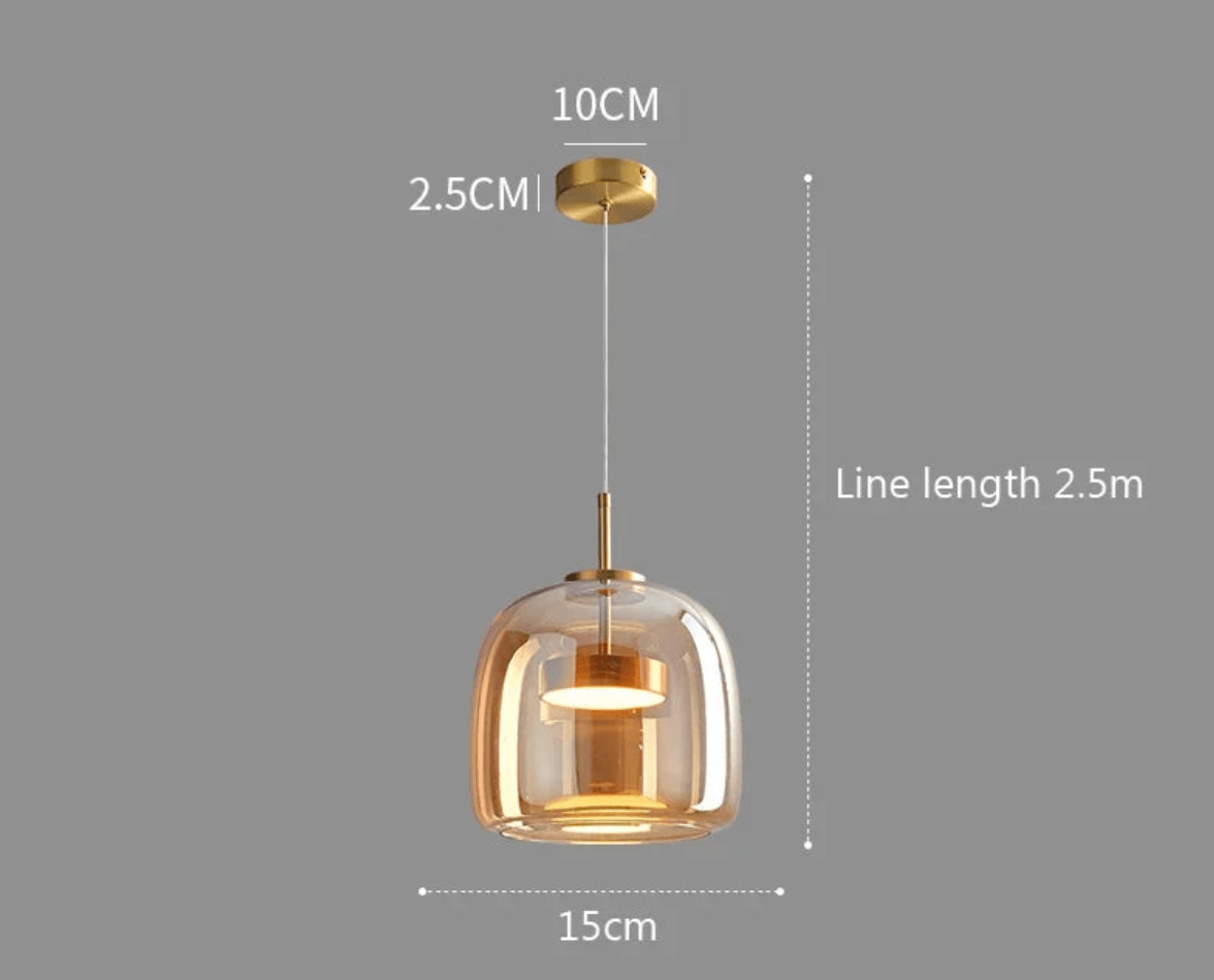 MODÈLE B / AMBRÉ / LUMIÈRE BLANCHE Lustres design en verre
