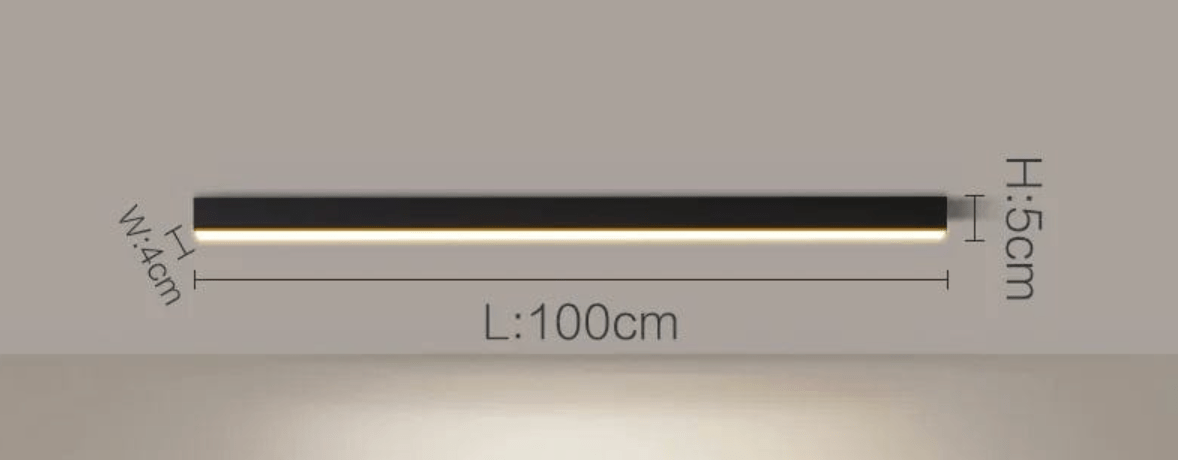 NOIR 100 CM / LUMIÈRE CHAUDE (3000K) Plafonnier barre led