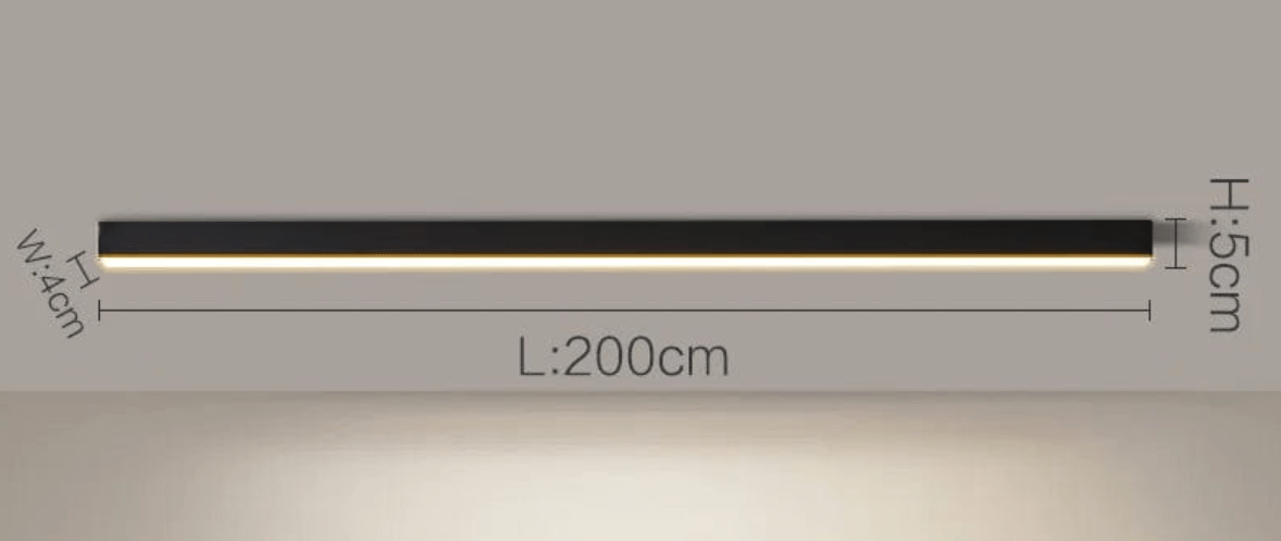 NOIR 200 CM / LUMIÈRE CHAUDE (3000K) Plafonnier barre led