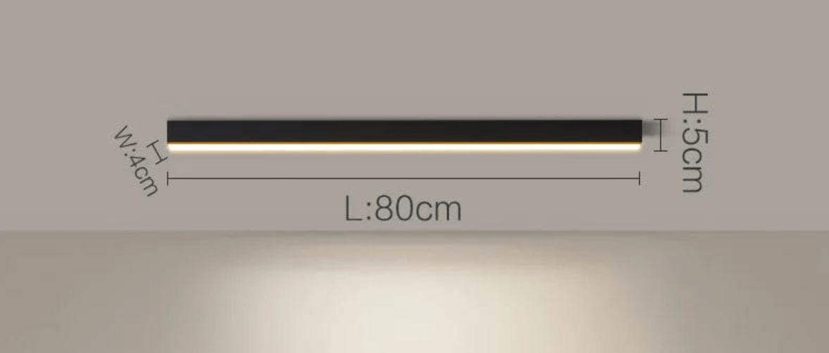 NOIR 80 CM / LUMIÈRE CHAUDE (3000K) Plafonnier barre led