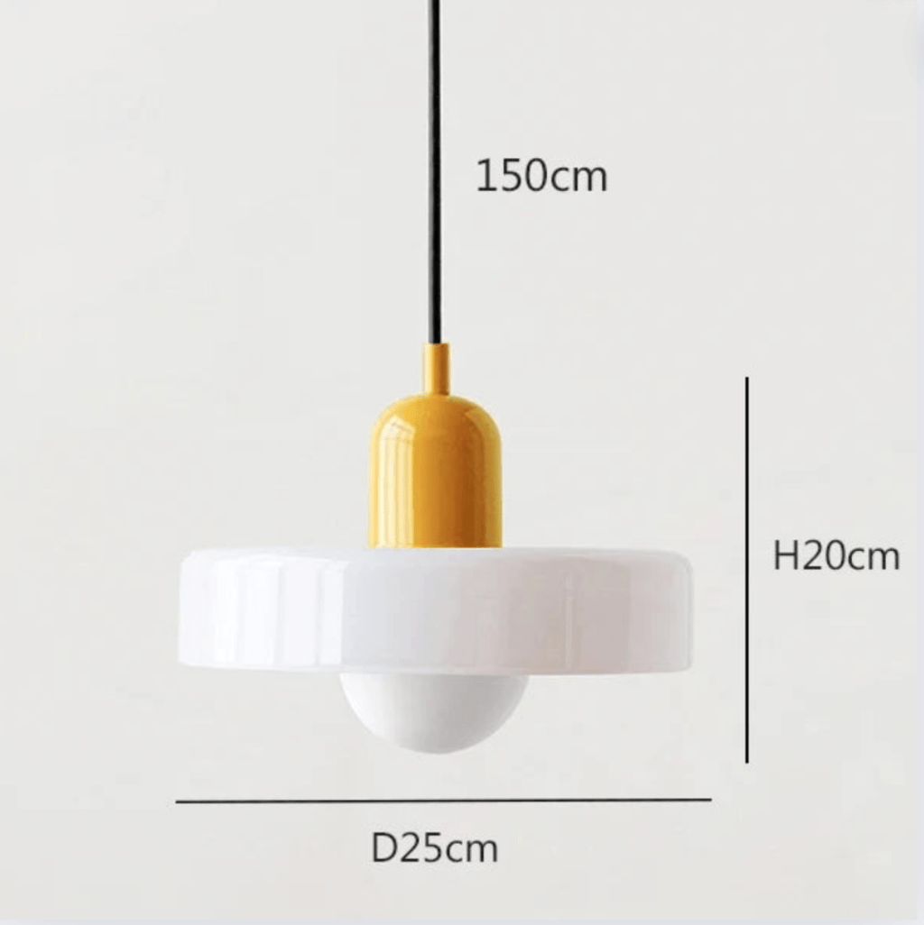 ORANGE ET BLANC / LUMIÈRE FROIDE Suspension scandinave vintage