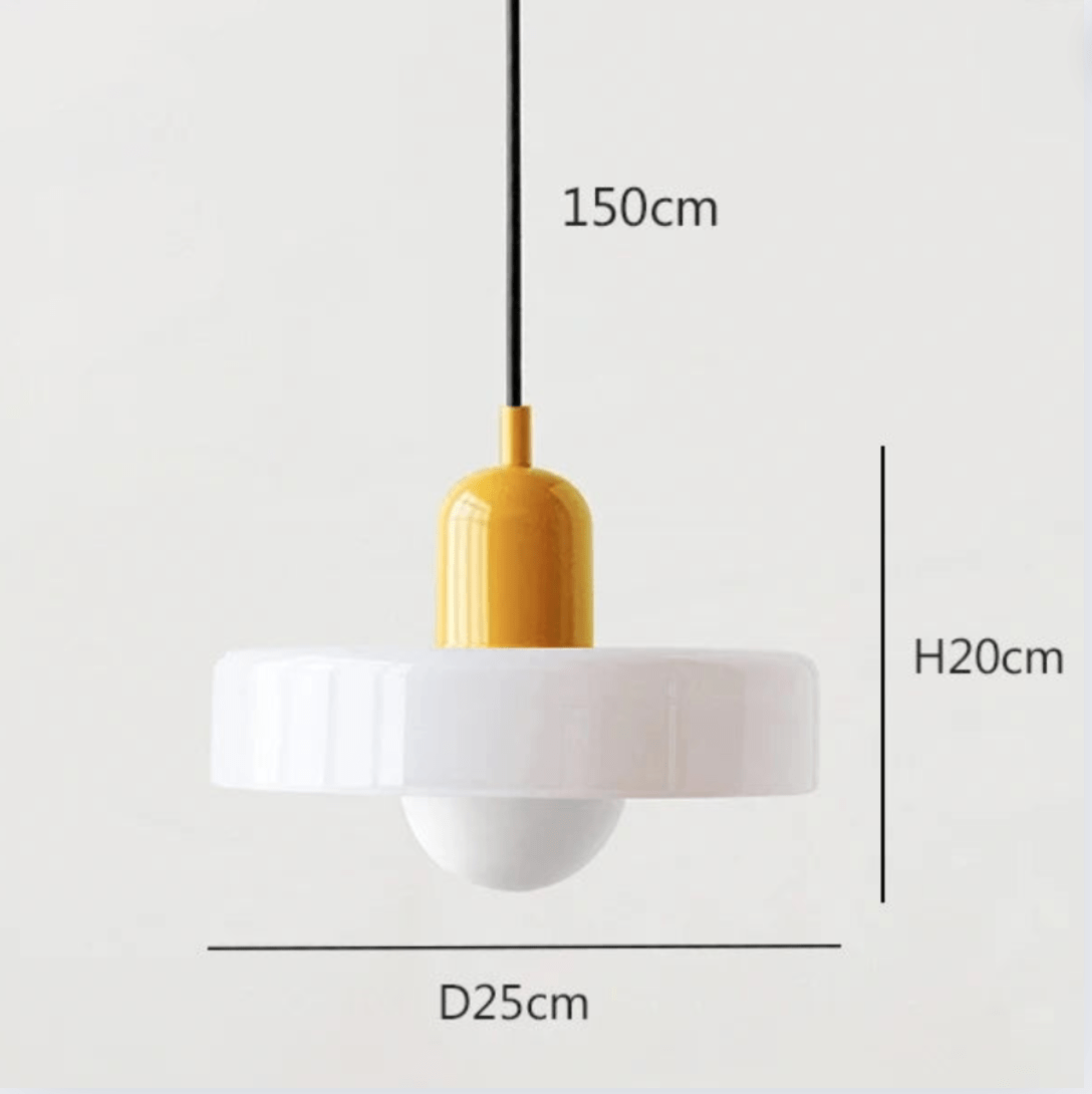 ORANGE ET BLANC / LUMIÈRE FROIDE Suspension scandinave vintage