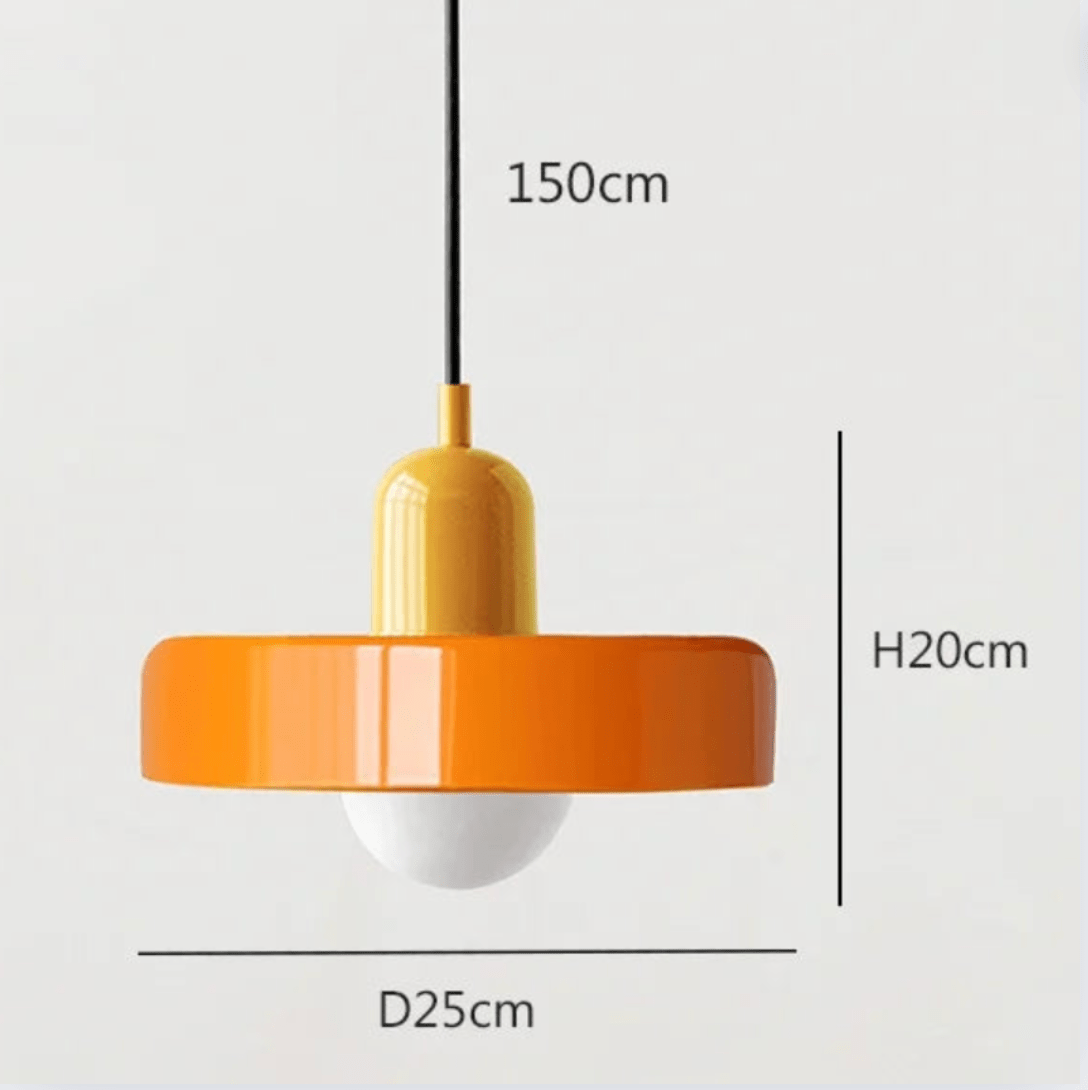 ORANGE / LUMIÈRE FROIDE Suspension scandinave vintage