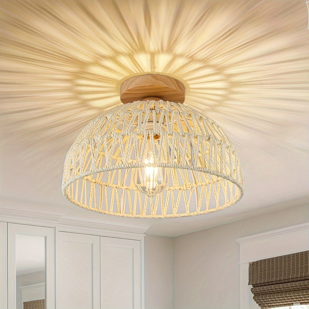 COULEUR BLANC Plafonnier tressé
