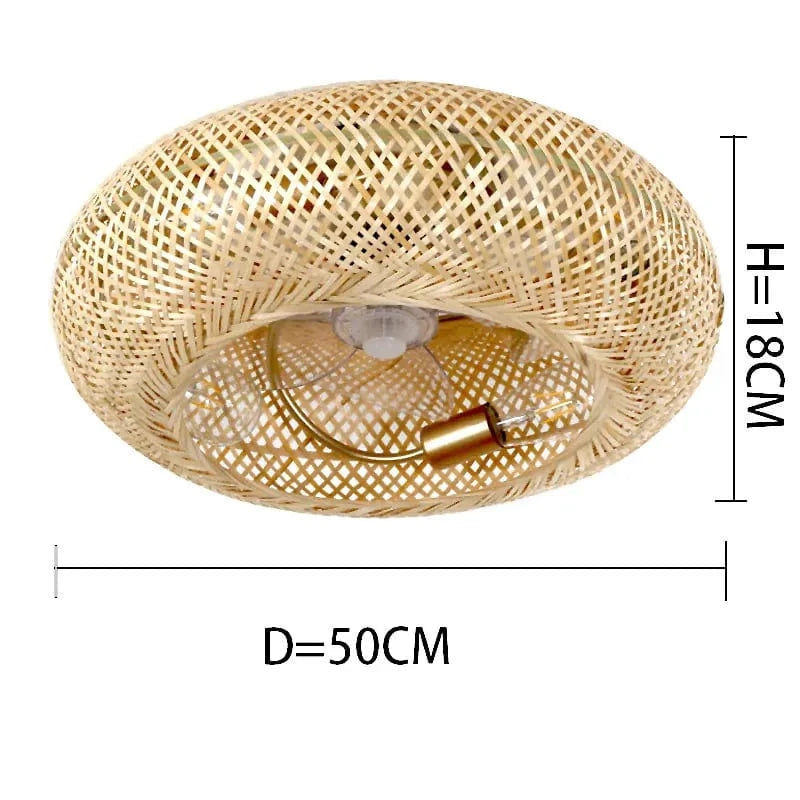 Plafonnier ventilateur rotin