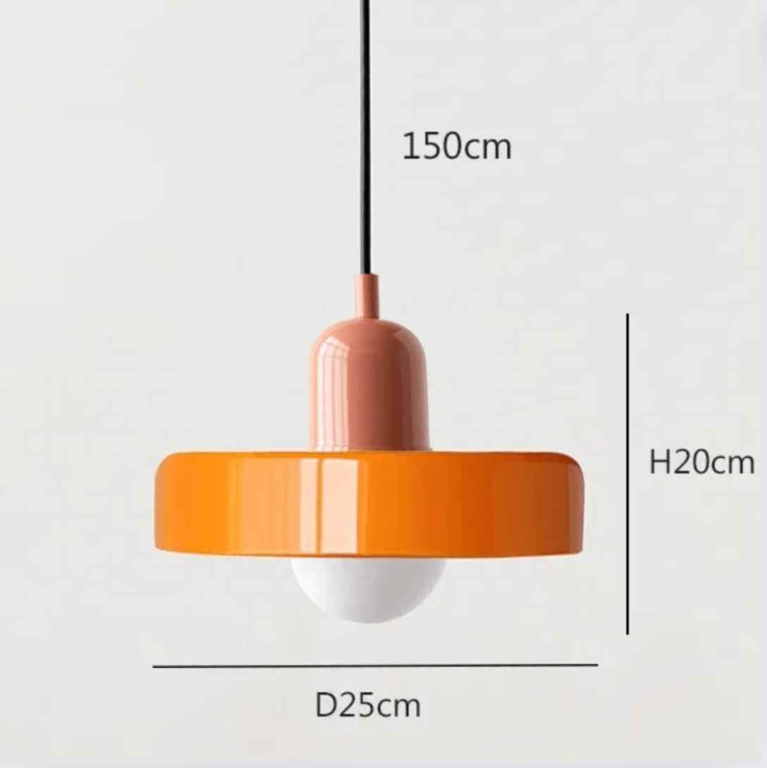 ROSE ET ORANGE / LUMIÈRE FROIDE Suspension scandinave vintage