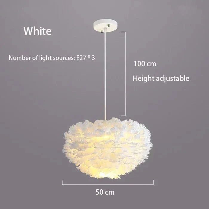 BLANC 50 CM Suspension à plumes